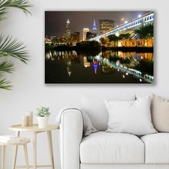 Cleveland Ohio Night Skyline, Landscape – Fine Art Photo on Metal, Canvas, Paper