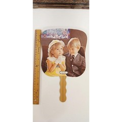 Vintage «Sunday Morning» Church Hand Fan, Card Stock & Wood