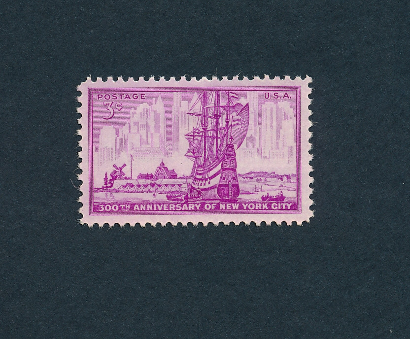 Stamp New, USA 3c, 300 Years City of New York, Serrated 4s 1953, B04B