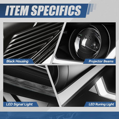 LED DRL Headlights Assembly Compatible with 2015-2018 Ford Focus, Driver Passeng