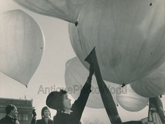 Soviet Russia aviation day kids giant balloons vintage art photo V. Gailis