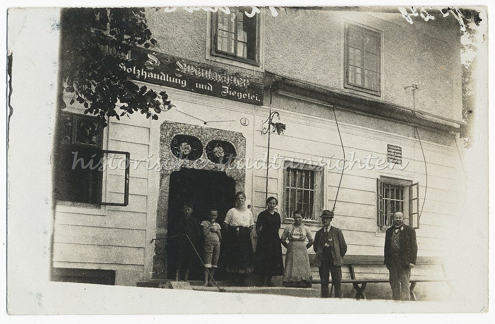 Wood shop and brickyard Kronlachner – professions building family – old photo 1920