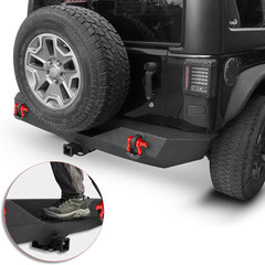 JK Front and Rear Bumper Set Compatible for 2007-2018 Jeep Wrangler JK, Rock Cra