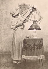 NEWLY FOUND! HENDRICKSON B&W SEPIA PHOTO PRINT Young Lady Holding Umbrella 11×14