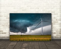 Tornado photography print wind turbine picture Iowa farmland wall art photo