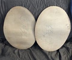 2 Antique Large Oval Photos Of Baby & Parents (19×14) Bow In Photos