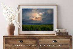 Storm Photography Print – Picture of Thunderstorm Over Wheat Field in Kansas