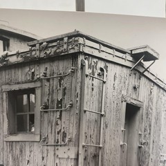 Weathered Railroad Caboose Corner 4×5 Black White Glossy Photograph Original