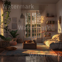Digital Image Picture Photo Wallpaper Printable AI Art Cozy Home Interior Soft