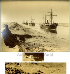 Ships in canal antique art ablumen photo by Arnoux