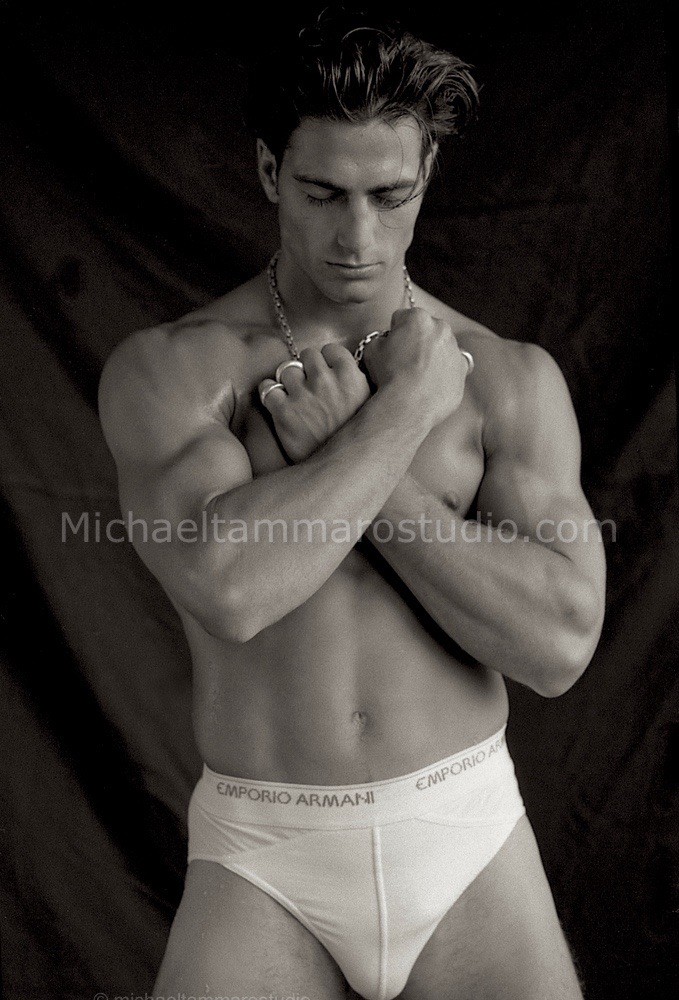 Studio Black and White Portrait of Supermodel / Actor Michael Bergin / Signed
