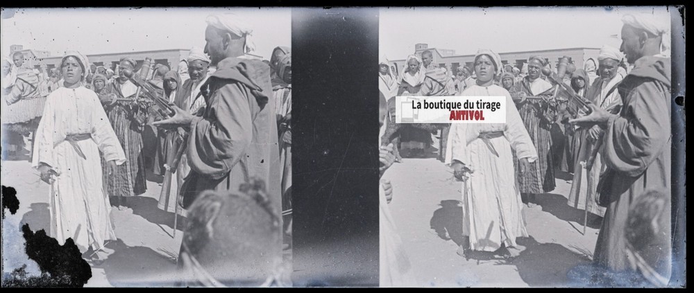 Maghreb Characters, Stereo Glass Plate, Black & White Negative 4.5×10.7 Cm