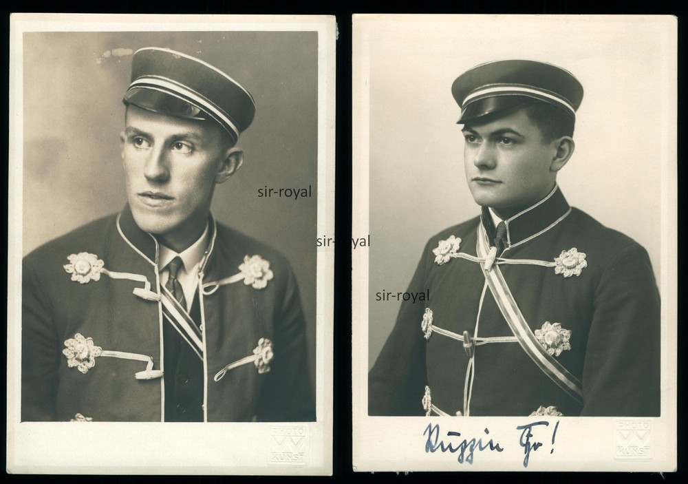 2 Schöne Studenten Portraits unbekannter Verbindung von 1930 – Foto-AK 11x15cm