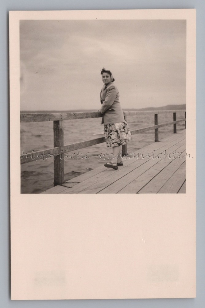 Lake Starnberg 1957 – Woman on Dock – Old Photo 1950s