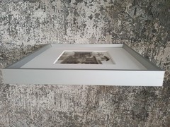 Old photo, Ville with palm tree, in aluminium frame silver matte 30×30 cm 16×16 cm