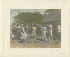 Jamaica market scene antique hand colored art photo Caribbean
