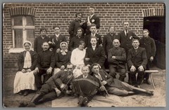 Photo postcard family celebration music accordion violin clarinet probably Windheim F1216
