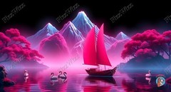 Mystic Pink Voyage -Digital Image Picture Photo Wallpaper Background Desktop Art