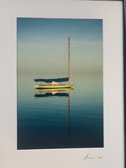 Photograph on Arches Paper of Colorful Boat. Pencil Signed