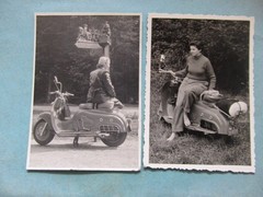 2 Piece Photo, 10×7 cm, Young Woman on Scooter Zündapp Bella 1955