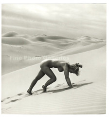 1950s Original ANDRE DE DIENES Female Nude Sand Dune Desert Vintage Silver Photo