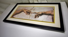 Creation of Adam, Wooden Framed Printed Wall Art ,Glass Protective Cover +2Hooks