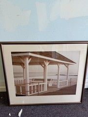 Sepia Seaside Pier Pavilion Photograph Matted & Framed Landscape Wall Art 30×26