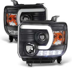 – for 2014-2015 GMC Sierra 1500 15-19 2500 3500 HD LED Tube Black Projector Head