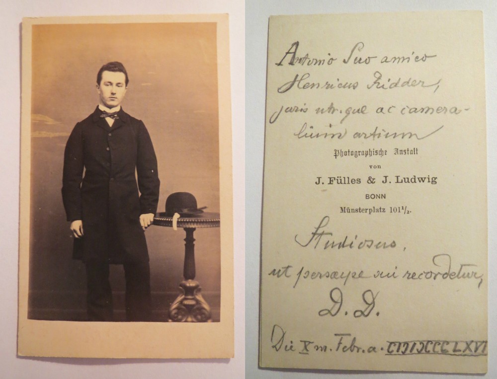 Bonn – 1866 – Standing Student in Suit – Named Heinrich Ridder? / CDV