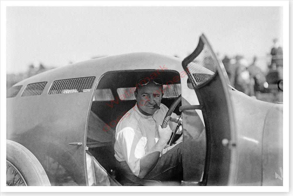 Racing Pioneer Barney Oldfield In Race Car Circa 1917 Silver Halide Photo