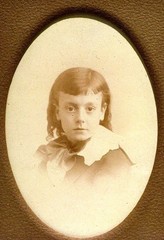 Antique Oval Wood Frame & Mat Victorian Era with Sepia Photograph of Young Boy