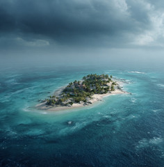 Digital Picture 3D Abstract Image island in Clouds Wallpaper