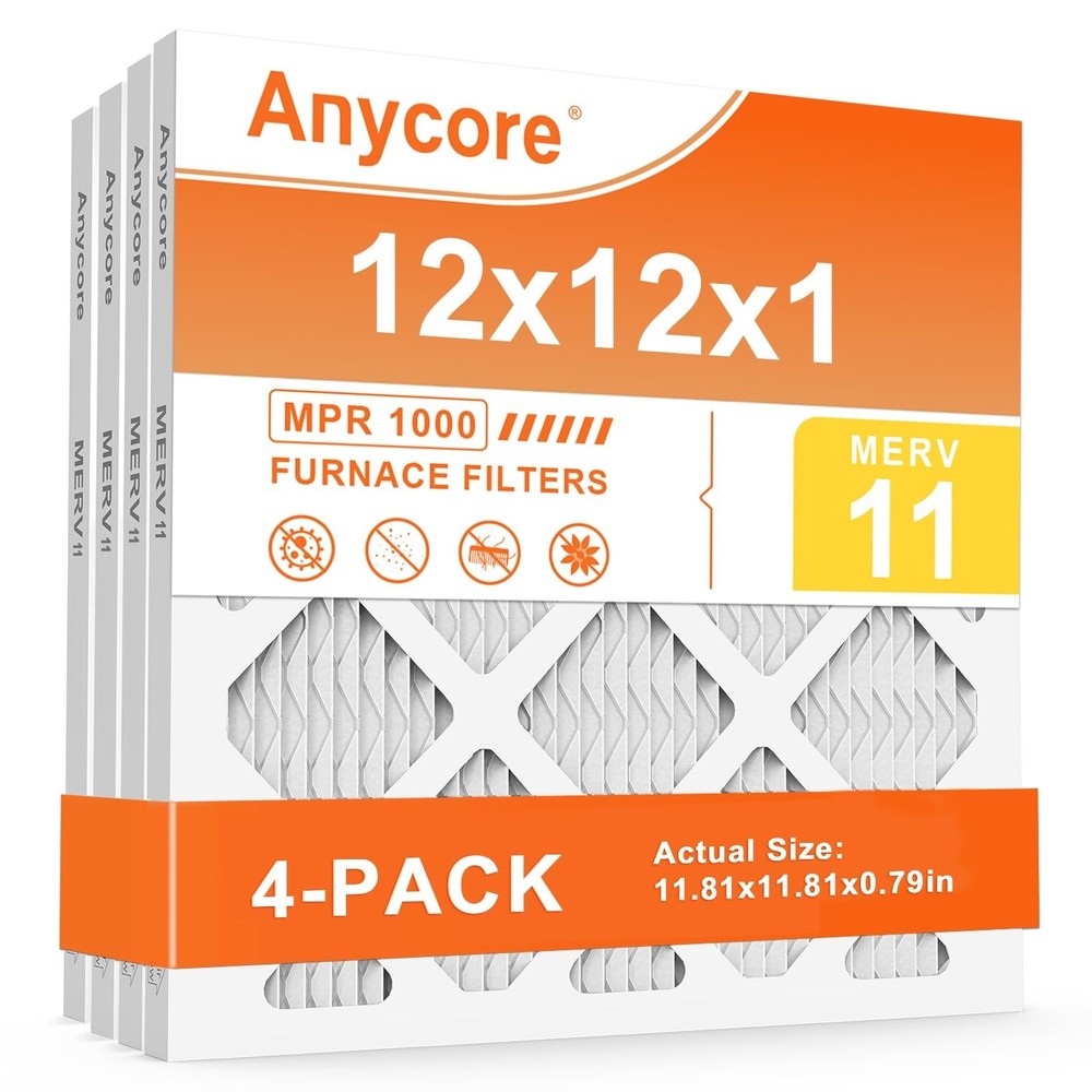 12x12x1 Air Filter 4 Pack MERV 11 AC Furnace Pleated Air Filters for Home Off…