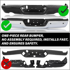 BRYGHT Chrome Steel Rear Bumper Assembly Replacement Compatible with 09-18 Dodge