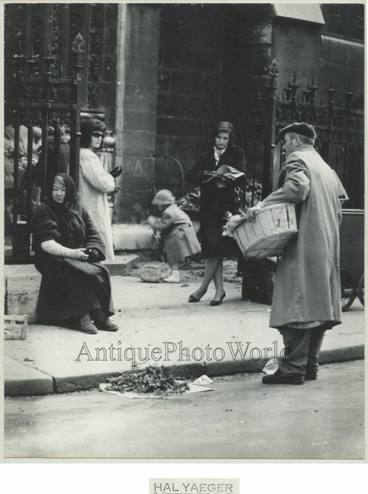 Paris France street scene woman w broken arm vintage art photo by Hal Yager