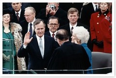 President George H. W. Bush Oath Of Office William Rehnquist Silver Halide Photo