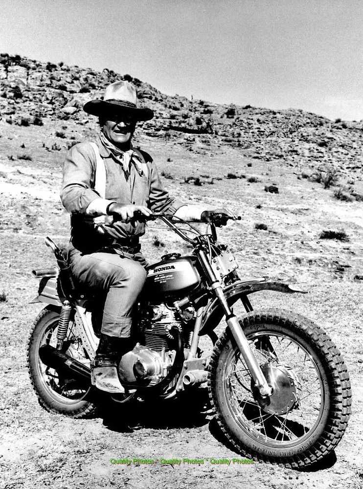 John Wayne on Honda 350SL Motorcycle 8.5×11″ Photo Print Big Jake Movie Cowboy
