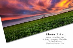 Sunset Photography Print: Oklahoma Copper Colored Clouds Sky Field Plains Photo