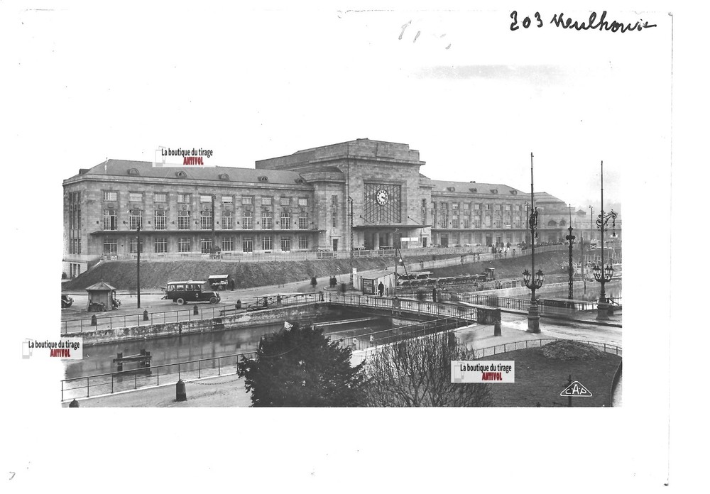 Old Black And White Glass Photo Plate 13X18 Cm Mulhouse Train Station
