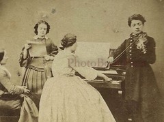 Scene Figure Skating Lesson Music – Rare c1858 Photo Stereo Vintage Album