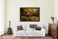 Old Barn Surrounded by Fall Foliage in Great Smoky Mountains Tennessee Print