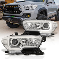LED DRL Projector Headlights Lamps Housing Reflector Assembly Left Right Pair Co