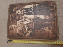 Wooden picture Ukrainian Insurgent Army (UPA). Levkas. Vintage photo. Hand made