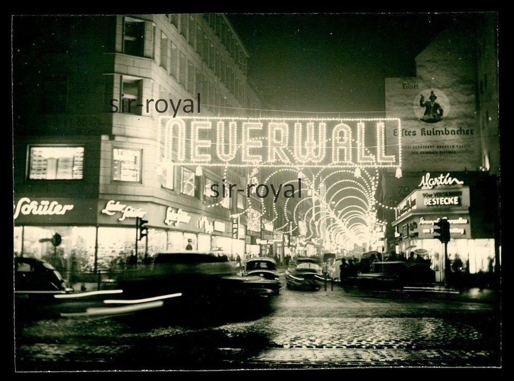 Hamburg 1954 – New Wall with Lights for Christmas – Negative + Photo 9x6cm