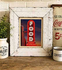 Steve Vaughn Food That Pleases Neon Sign Framed Photo Americana Diner Wall Art
