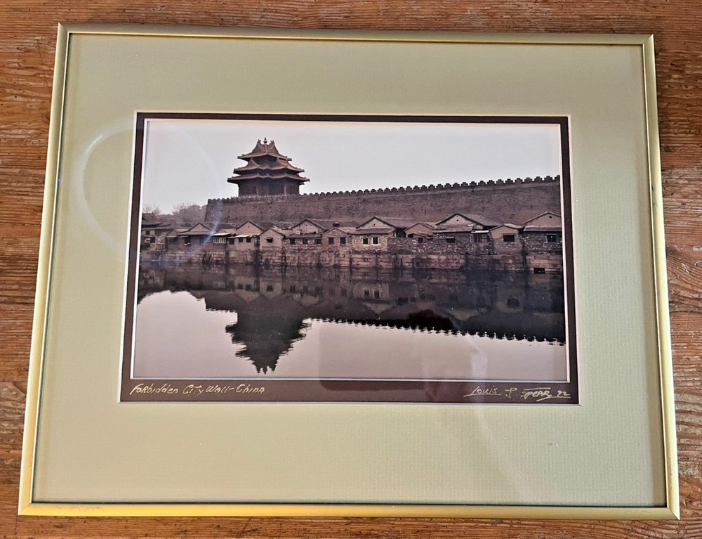 Forbidden City Wall China Framed Photograph Louis J. Spear 11 x 14 Frame Signed