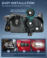 Headlight Assembly Compatible with 2006 2007 2008 2009 2010 Dodge Charger Black