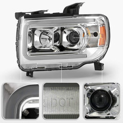 – for 2015-2022 GMC Canyon Chrome Housing LED Tube Upgrade Projector Headlights