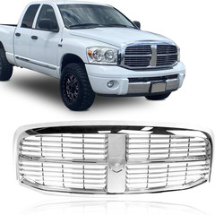 Front Grille Grill All Chrome Compatible with 2006-2009 DODGE RAM 1500 2500 3500