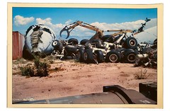 VINTAGE AIRCRAFT AIRPLANE SALVAGE SCRAPYARD SURREAL LANDSCAPE COLOR PHOTOGRAPH